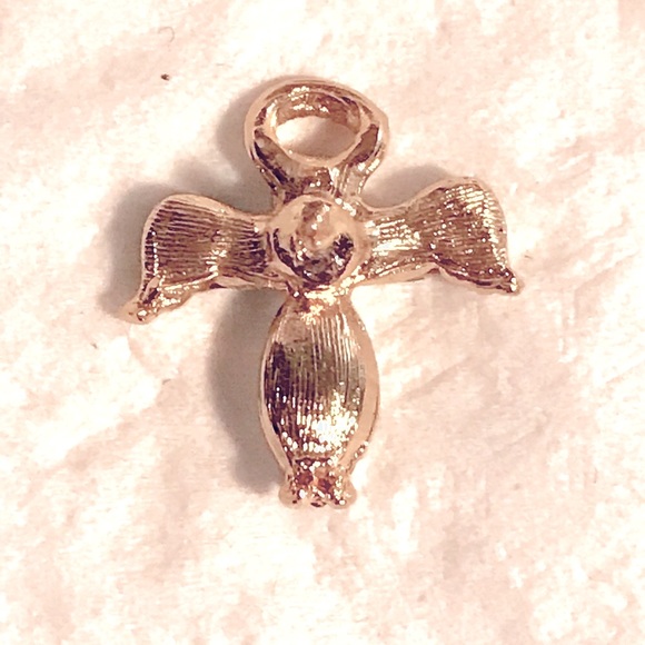 Guardian Angel lapel pin. March’s birthstone Aquamarine Swarovski crystals - Picture 2 of 3